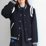 Aviator Wool Jacket Spring And Autumn Black And White Stitching
