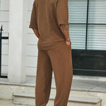 Commuter Suits Summer Short-sleeved Top And Loose Straight Trousers Casual Outfits Outdoor Mens Clothing