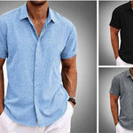 Men's Solid Color Loose Linen Short-sleeved T-shirt