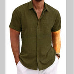 Men's Solid Color Loose Linen Short-sleeved T-shirt