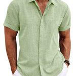 Men's Solid Color Loose Linen Short-sleeved T-shirt