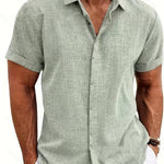 Men's Solid Color Loose Linen Short-sleeved T-shirt
