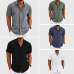 Men's Solid Color Loose Linen Short-sleeved T-shirt